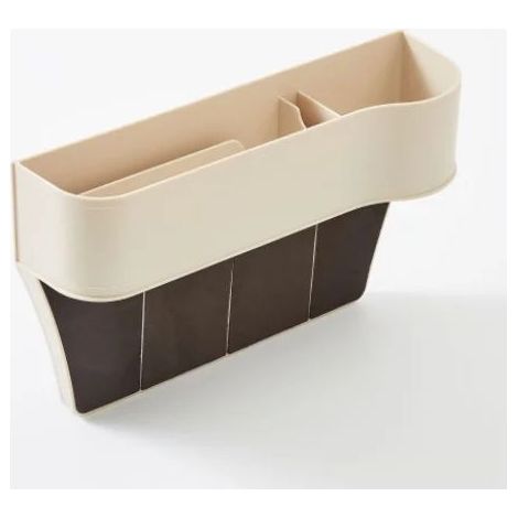(Beige Droite) Boîte de rangement pour siège auto, pochette de rangement pour fente de siège, organisateur universel pour siège auto, porte-cartes, téléphone et clés (1/5)