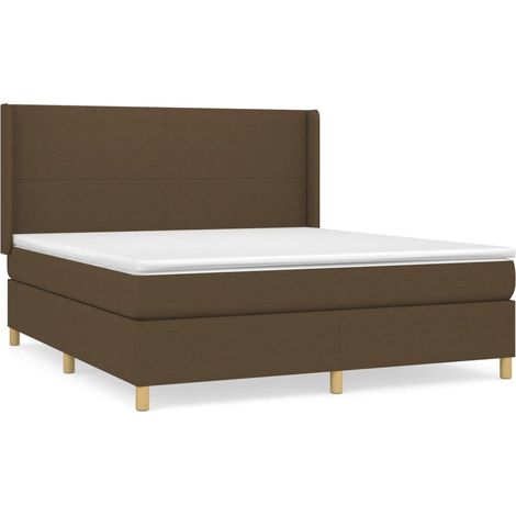 Maison Exclusive - Giroletto a Molle con Materasso Marrone Scuro 160x200cm Tessuto (1/5)