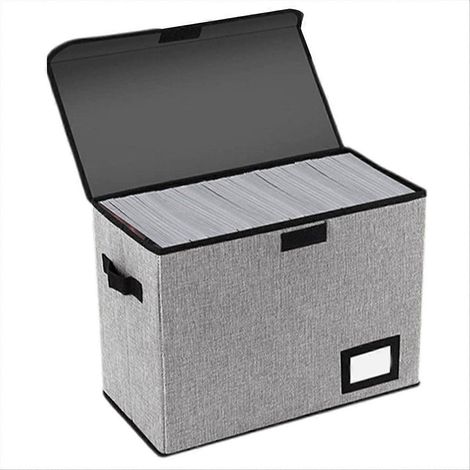 Boîte de rangement grise et pliable avec couvercle, pour la maison, la chambre ou le bureau, adaptée aux espaces intérieurs et aux routines quotidiennes.-AquaForge (1/5)