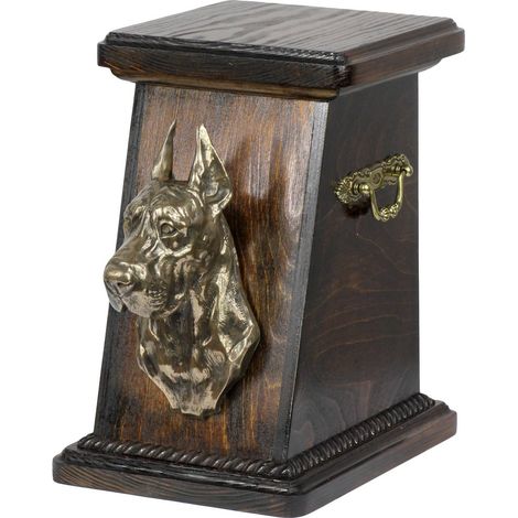 Alano I - un'urna per le ceneri del cane, un'urna elegante con una statuetta, un'urna commemorativa con un busto di un cane di Art-Dog (1/5)