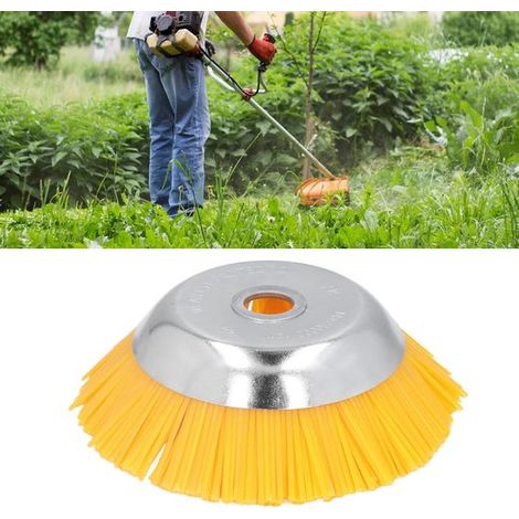 Rasenmäherkopf mit Stahlbürste Unkrautbürstenrad Rasenpflege Feste Plattenkonstruktion 20 cm Schnittbreite Silber (1/5)