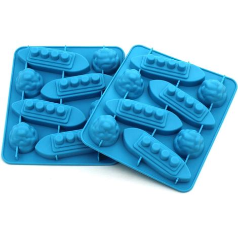 2 bacs à glaçons, Silicone souple, Forme Titanic, Sans BPA, Lave-vaisselle, Pour fêtes et cocktails (1/5)