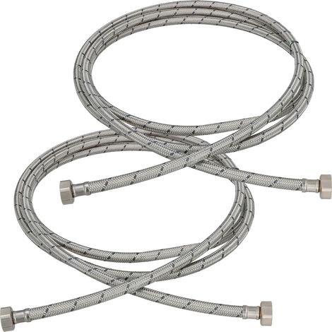 KOTARBAU® Lot de 2 Flexible Robinet 1/2"x1/2" - Tuyau Robinet 300cm - Acier Inoxydable - Rallonge Robinet Cuisine Flexible - Tuyau Robinet Cuisine Flexible - Tuyau Flexible Plomberie - Argent (1/4)