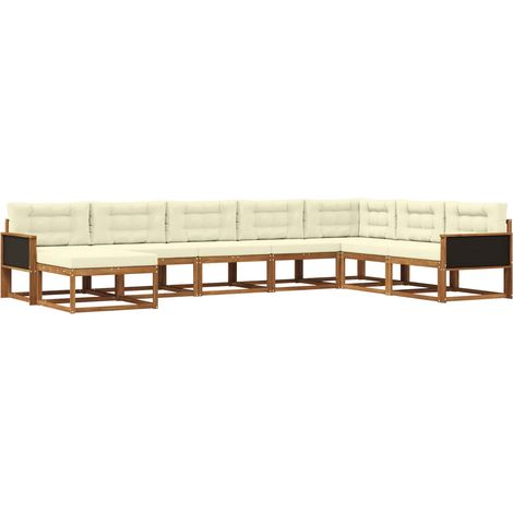 Set di divani da esterno con cuscino 8 pcs Naturale e Crema vidaXL