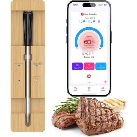 Probe of cooking without wire Bluetooth, thermometer to meat magnetic of precision, alarm for smartphone, for kitchen (1/5)