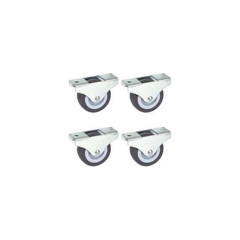 Roulettes Fixes pour Meubles 4 Pièces 50mm x 19mm, TPE, Fixation Directionnelle, Charge 165kg, Ne Laisse Pas de Traces