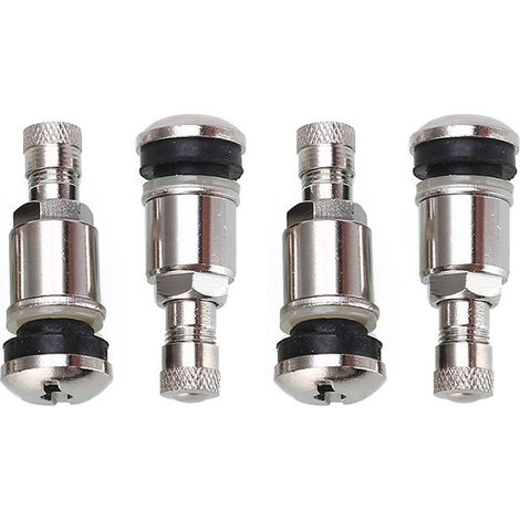 Válvula para neumático de coche, válvula sin cámara, 5 unidades, universal, vástago de acero inoxidable, válvulas de acero plateado con tapa antipolvo.