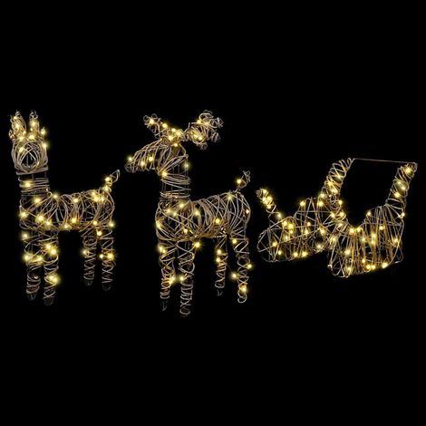 Traîneau tiré par un renne avec 160 LED Blanc chaud Rotin CFW830922 (1/5)