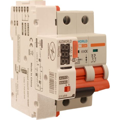 MCB Interruttore Magnetotermico Con Riarmo Automatico, Curva C 2P 3M 10000A AC 400V PB8H, 3 Tentativi (10s/60s/300s), Corrente Disponibili 10A 16A 20A 25A 32A 40A 50A 63A  (C16A)