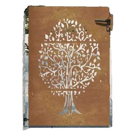 Puerta de jardín, acero corten duradero, fácil de limpiar, marrón. (1/2)