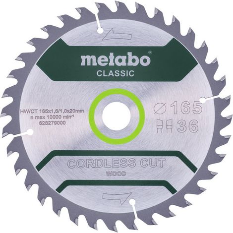 Metabo 628279000 CordlessCutClassic 165 x 20, 36 WZ, 15°, Color:, Size