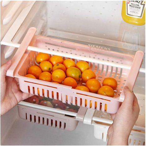 co.ukidge Drawer Organizer Reco.ukigerator Drawer Shelf Holder co.ukidge Storage Box Partition Layer Home Organizer (1pc, Pink) (1/5)