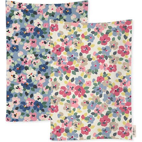 Cath Kidston Painted Pansies Set of 2 Tea Towels