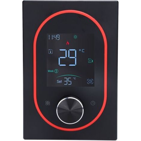 Thermostat couleur intelligent LCD bouton programmable contrôle écran tactile chauffage électrique avec application pour maison hôtel bureau AC 95 V à 240 V noir modèle normal (1/4)
