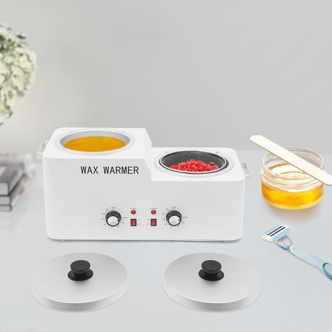 Chauffe-Cire Dépilatoire,600W Fondeur de Cire Double Pot Température Réglable Appareil Cire Epilation Pour Chauffer la Cire de Beauté Solide et la Cire épilatoire
