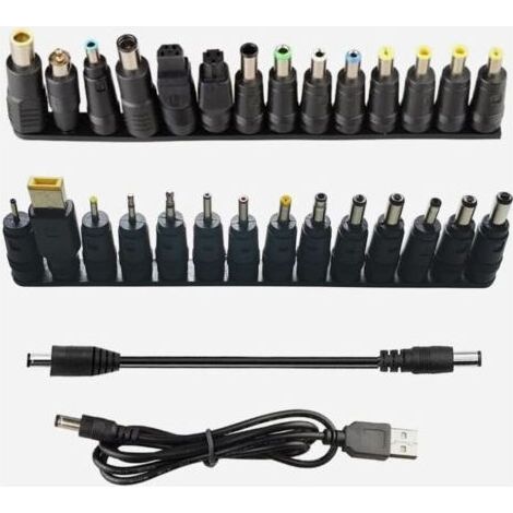28 Pièces Adaptateur d'alimentation DC 5,5 x 2,1 mm Connecteur Universel CC Plugs Femelle à Mâle Adaptateur, Barrel Jack Connecteur, avec 1 Pièce Câble DC à DC 20CM et 1 Pièce USB à DC 1M (1/5)