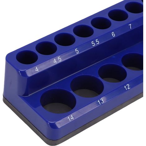 Plateau à Douilles Magnétiques Métriques, Support Organisateur de Douilles en PP avec Base Magnétique Solide, 13 Emplacements Profonds et 13 Emplacements Peu Profonds, Rangement d'outils (1/5)