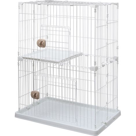 Iris Ohyama, Haustierkäfig, 1 Tablett, 2 Eingänge, für Katzen, PEC-902, Weiß