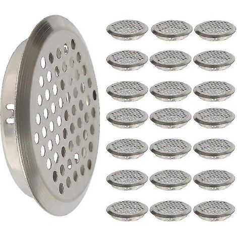 Lot de 50 grilles d'aération rondes en acier inoxydable avec trous de ventilation et moustiquaire intégrée pour salle de bain/cuisine de camping-car. (1/5)