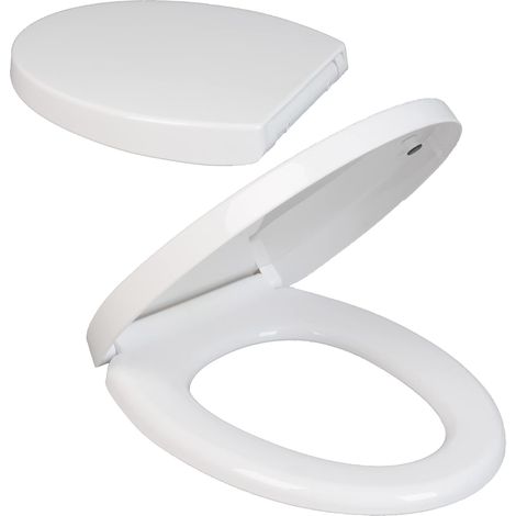 Siège de toilette ovale, équipé d'un dispositif de fermeture en douceur, le siège de toilette sanitaire est fabriqué en matériau blanc antibactérien, résistant aux rayures et facile à installer (1/5)