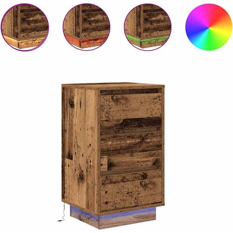 Maison Exclusive - Nachttisch mit LED-Leuchten Altholz-Optik 38x3