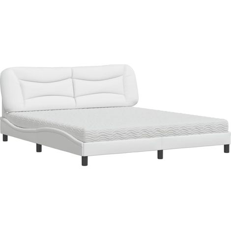 vidaXL Letto con Materasso Hvar Bianco 180x200 cm in Similpelle (1/5)