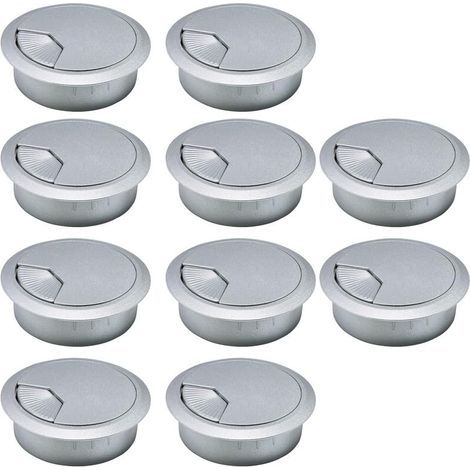 Passe-câbles de bureau, cache-câbles en plastique ABS, organiseurs de câbles réglables et amovibles – Lot de 10, 53 mm, argent (1/5)