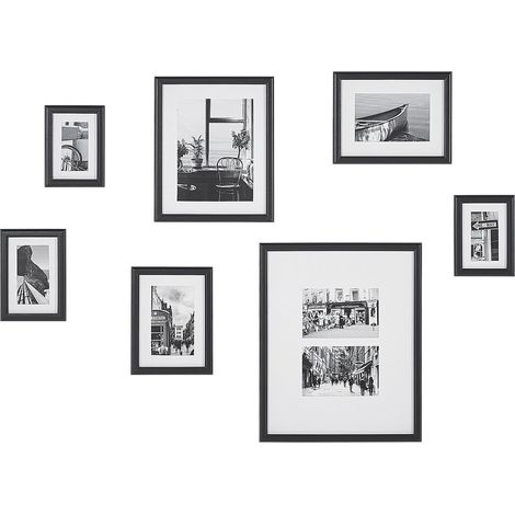 Bilderrahmen 7er Set ZINARE Stadtmotiv Schwarz