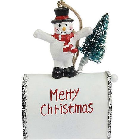 Décoration de Noël à suspendre à une boîte aux lettres (1 pièce), pendentif en fer forgé, cadeau-9.5X6.5X4CM-White