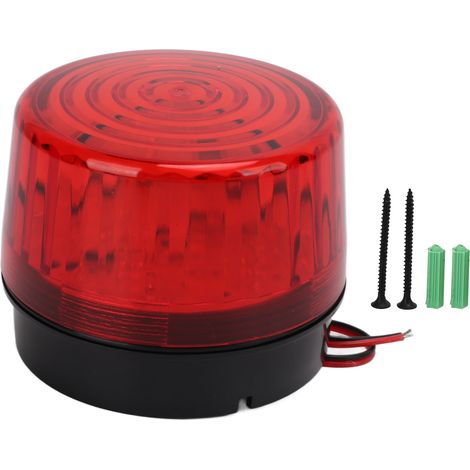 Lampe de signalisation industrielle rouge LED 12V, résistante aux hautes températures, forme ronde pour avertissement lumineux. (1/5)