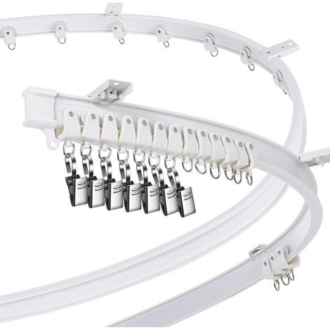 Rail de rideau courbé pour tringles à rideaux, fenêtres en baie et séparateurs de pièce, flexible (blanc, 2 m/6,6 pi) (1/5)