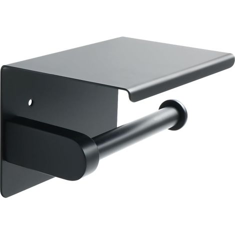 Porte-Papier Toilette Support Mural avec étagères Pratique, Porte Rouleau Papier Toilette en 304 Acier Inoxydable, pour Toilettes et Cuisines/Salle de Bain, Noir (1/5)