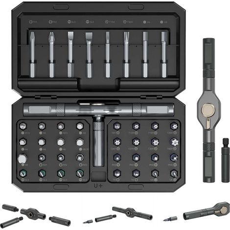 Schraubendreher 42in1 magnetisch Ratschengriff Bits 40 Bits Schwarz (1/5)