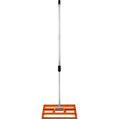 Livellatrice 50cm x 32cm Rastrello Livellatore Leggero Acciaio Zincato Alluminio Arancione 1,2 - 1,9m Manico Estensibile Facile Impugnatura Attrezzo Giardino Erba Terreno Tappeto Erboso Artificiale Co