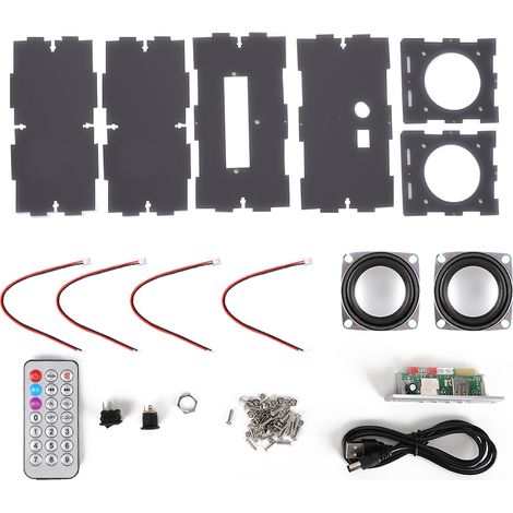 Kit DIY Enceinte Bluetooth Mini Amplificateur 3W avec Télécommande et Pack MP3 Son Stéréo Gris (1/5)