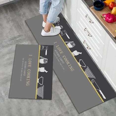 Ensembles de tapis de cuisine antidérapants lavables, ensemble de 2 tapis de cuisine, tapis de sol 50x80 + 50x120 cm (1/5)