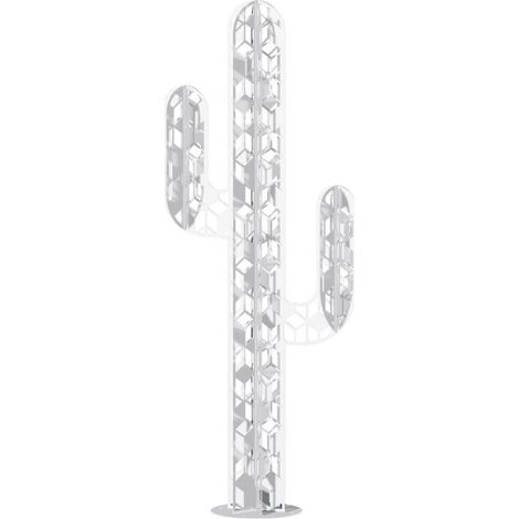 Cactus métal 3 branches origami - Blanc 110 cm