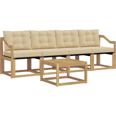 Conjunto de sofás de exterior 5 uds. y Beige vidaXL (1/5)