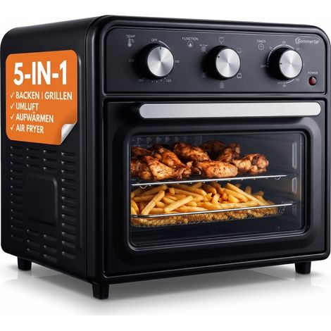 Sommertal Minibackofen 20 Liter mit Umluft & Heißluftfritteuse, 1800W Tischbackofen, Backen, Grillen & Pizza, Airfryer Funktion, 100–230°C (1/5)