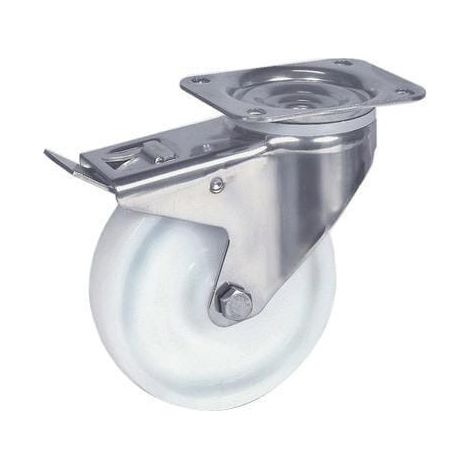 Roulettes pivotantes en acier inoxydable à bandage en matière synthétique TENTE 8477UOO160P63 (1/2)