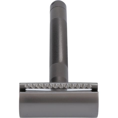 Rasoir de sûreté double tranchant homme, manche en alliage de zinc et laiton, portable pour salon à domicile, rasage précis, cadeau d'anniversaire noir (1/5)