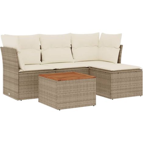 Maison Exclusive - 5-tlg. Garten-Sofagarnitur mit Kissen Beige Po