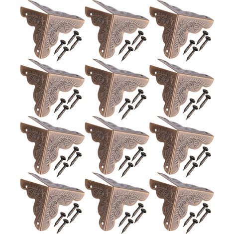 12 pièces Coins de Protection Métal Bronze pour Boîte à Bijoux en Bois - Couvre-Bords Décoratifs (1/5)