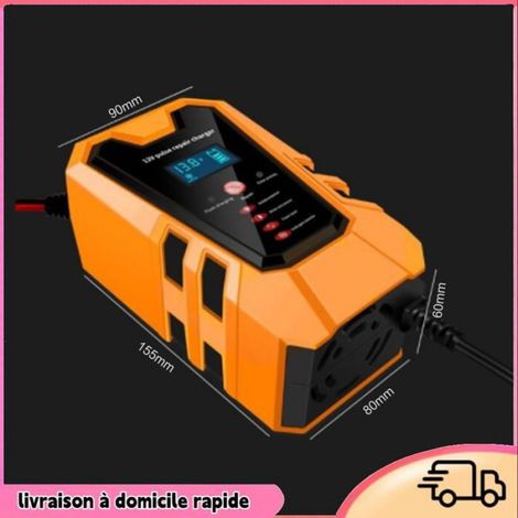 Aucune Chargeur de réparation d'impulsions Chargeur de batterie de voiture, chargeur de réparation moto batterie Prise UE orange (1/5)