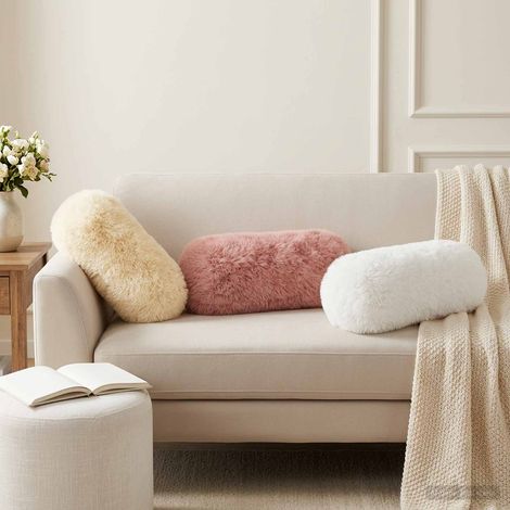 vidaXL Federa 6 pcs HEERLEN Crema Ø 15 x 40 cm Fleece PV