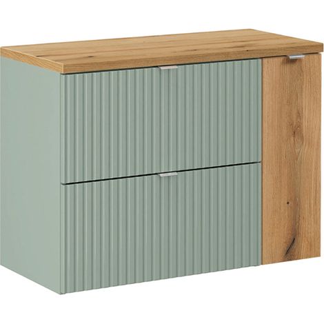 Meuble sous-vasque 80cm Jade Vert et Bois (1/5)