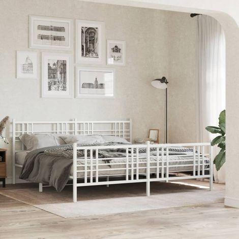 vidaXL Estructura cama sin colchón con estribo metal blanco 193x203 cm (1/5)