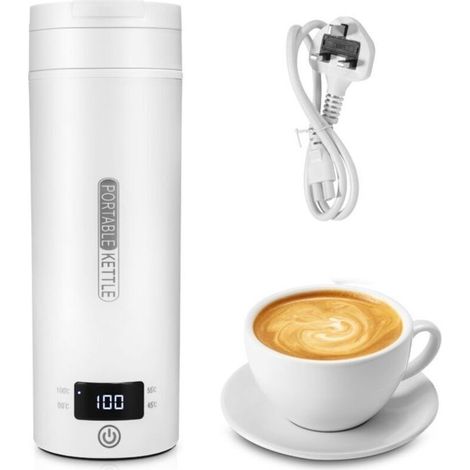 Bollitore elettrico da viaggio compatto da 500 ml, mini bollitore portatile in acciaio inossidabile da 300 W con spegnimento automatico.