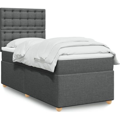 Boxspringbett mit Matratze Dunkelgrau 90x200 cm Stoff
