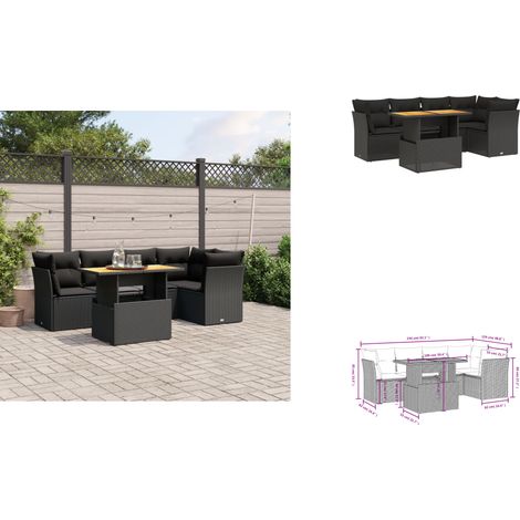 5-tlg. Garten-Sofagarnitur mit Kissen Schwarz Poly Rattan - Gartensorgsgarnitur - PE-Rattan Möbel - Outdoor Sofa Set - Gartenlounge - Balkonmöbel (1/3)